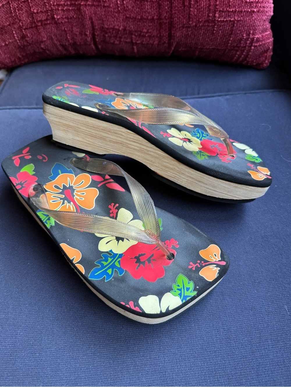 Unbranded wedge thong floral sandals 8